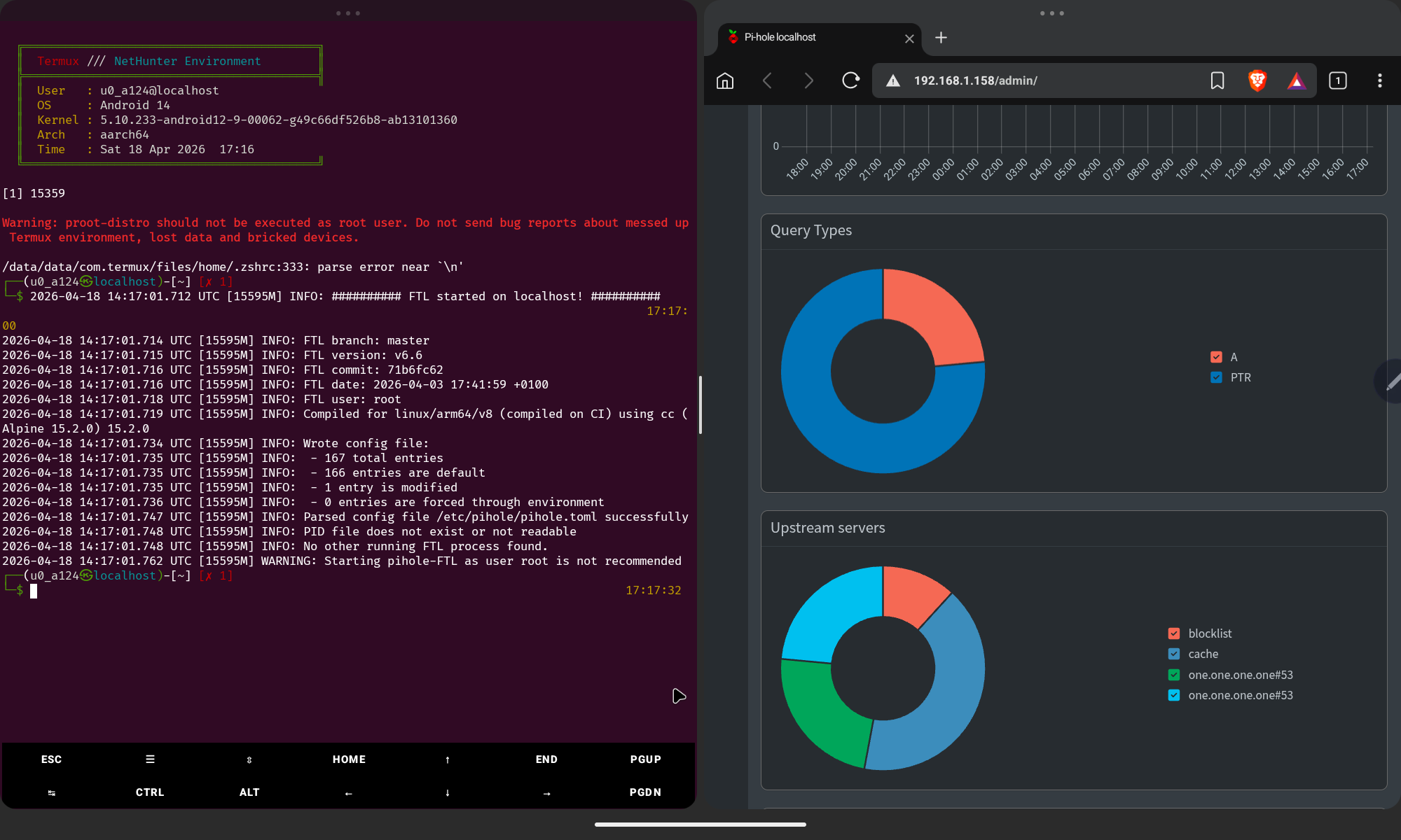 Pi-hole FTL starting on Android 14 in Termux proot-distro environment